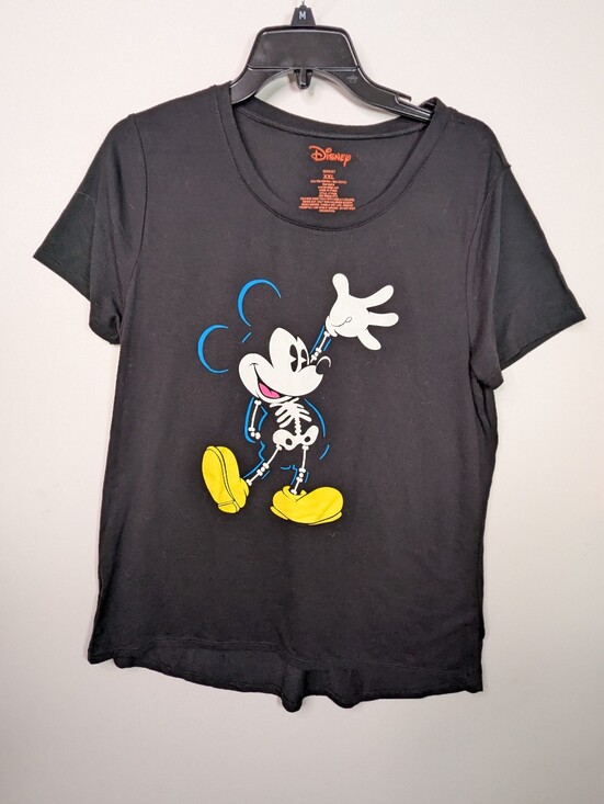 Disney Tops - Halloween Disney Black Tee with Mickey Skeleton Graphic and Yellow Shoes 2xl